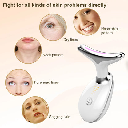 EMS Face & Neck Massager - Microcurrent Facial Lifting, LED Photon Therapy, Double Chin Remover, Anti-Aging Skin Beauty Device