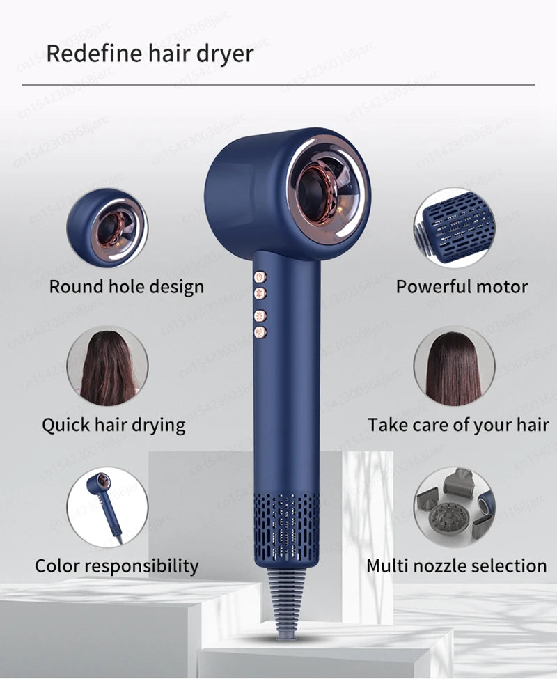 Super Hair Dryer 220V with Leafless Design and Negative Ion Technology for Enhanced Personal Hair Care and Styling