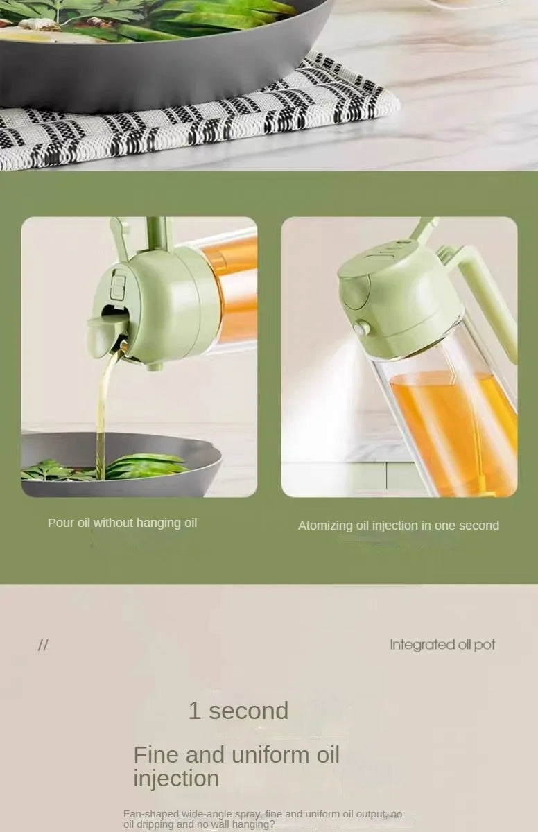 2 in 1 Olive Oil Spray Dispenser with Dual Function & Ergonomic Handle - Ideal for Grilling, Air Frying, Baking, & Camping