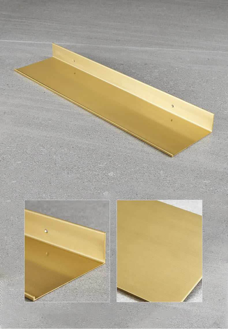 30–50 cm modernes Wandregal aus gebürstetem Gold und Schwarz – elegantes Aufbewahrungsregal für Badezimmer und Küche