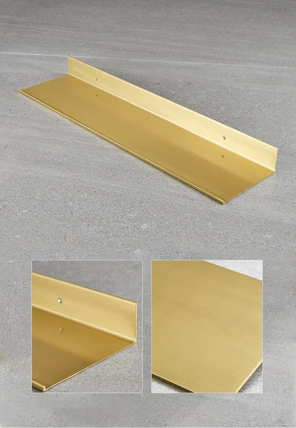 30-50cm Modern Brushed Gold and Black Wall Shelf – Sleek Bathroom & Kitchen Storage Rack