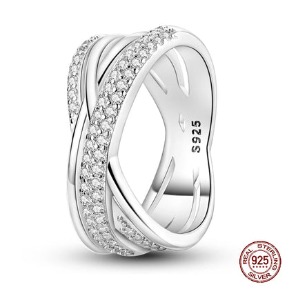 925 Sterling Silber Ring für Damen – Rosa Herz mit Krone, Stern, Mond und Schneeflocken Zirkonia Akzenten – Modischer Verlobungs- und Hochzeitsschmuck