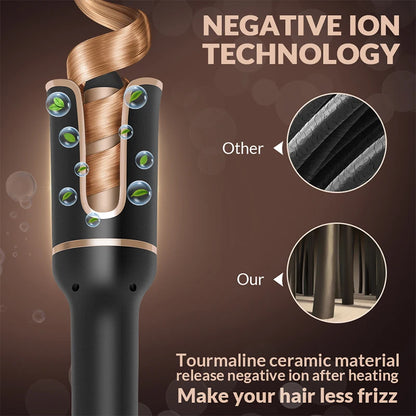 Automatic Hair Curler and Crimper: Electric Wave and Curl Tool with Integrated Ferro Ringlet Loop Technology for Effortless Wavy and Crimped Hairstyles