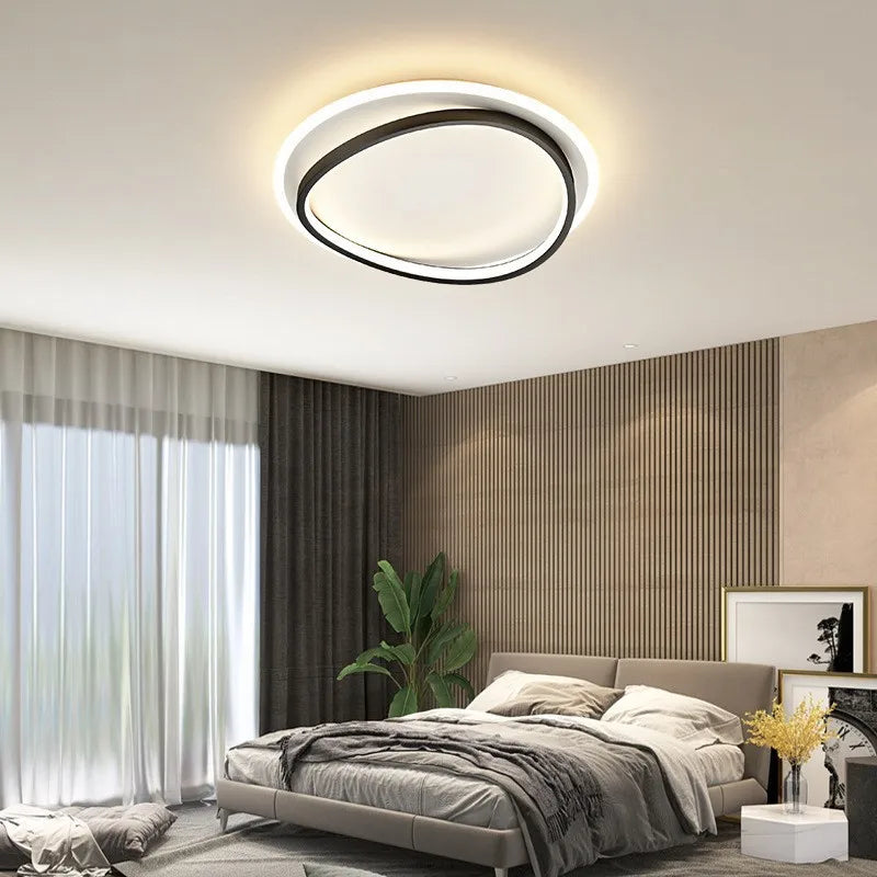 Contemporary Black and Gold LED Chandelier for Bedroom, Living, and Dining Rooms – Elegant Indoor Lighting Fixture