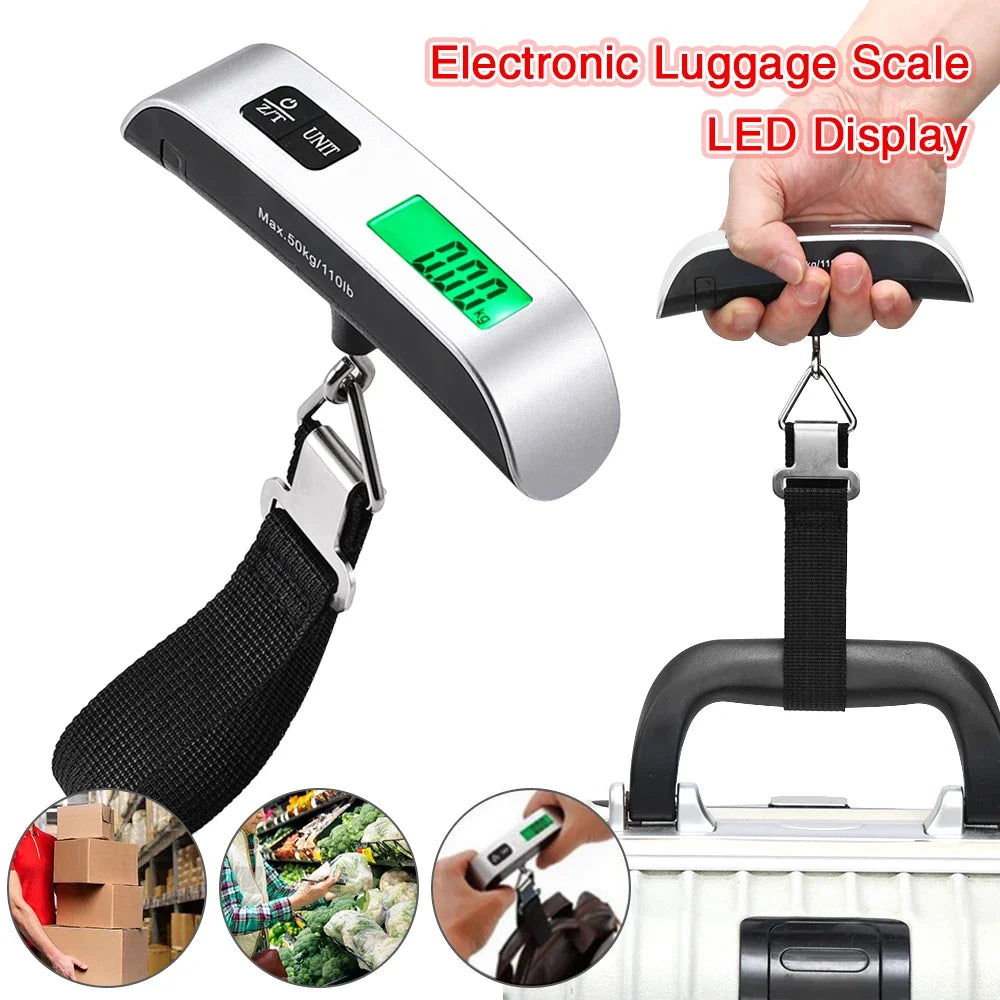 50kg/110lb Digital LCD Portable Luggage Scale with Strap - Travel Weight Measurement Tool