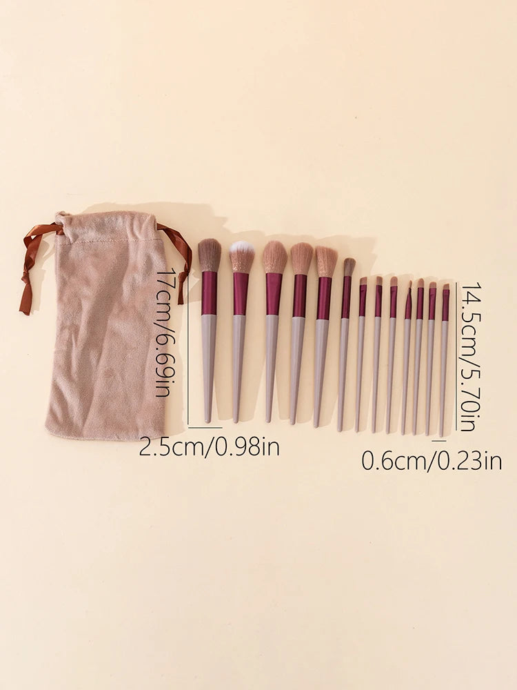 13-teiliges Make-up-Pinselset aus weichen Fasern für Anfänger – Enthält Lidschatten-, Puder- und Concealer-Pinsel