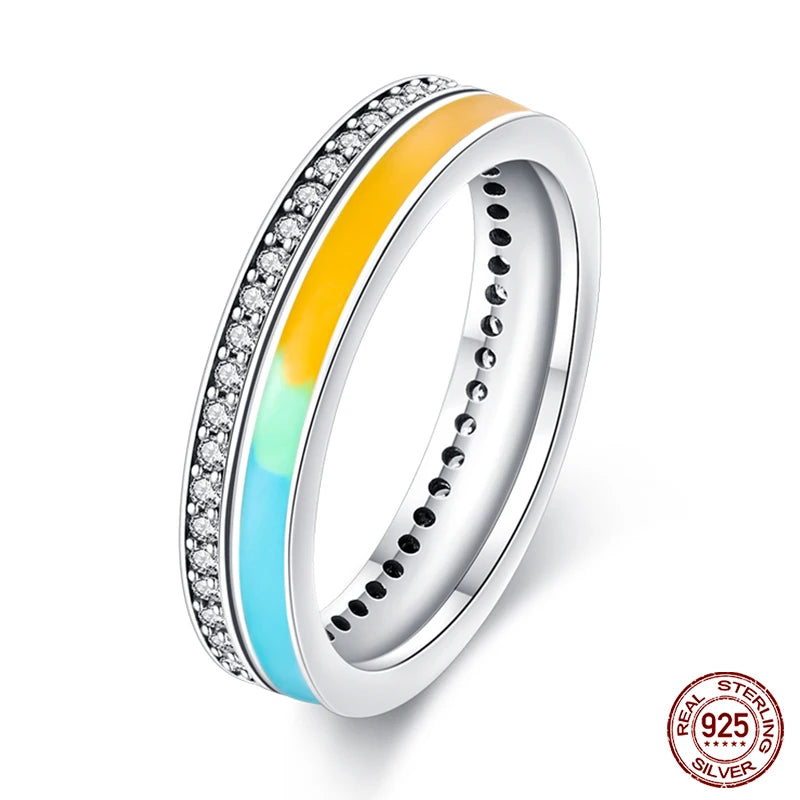 925 Sterling Silber Ring für Damen – Rosa Herz mit Krone, Stern, Mond und Schneeflocken Zirkonia Akzenten – Modischer Verlobungs- und Hochzeitsschmuck