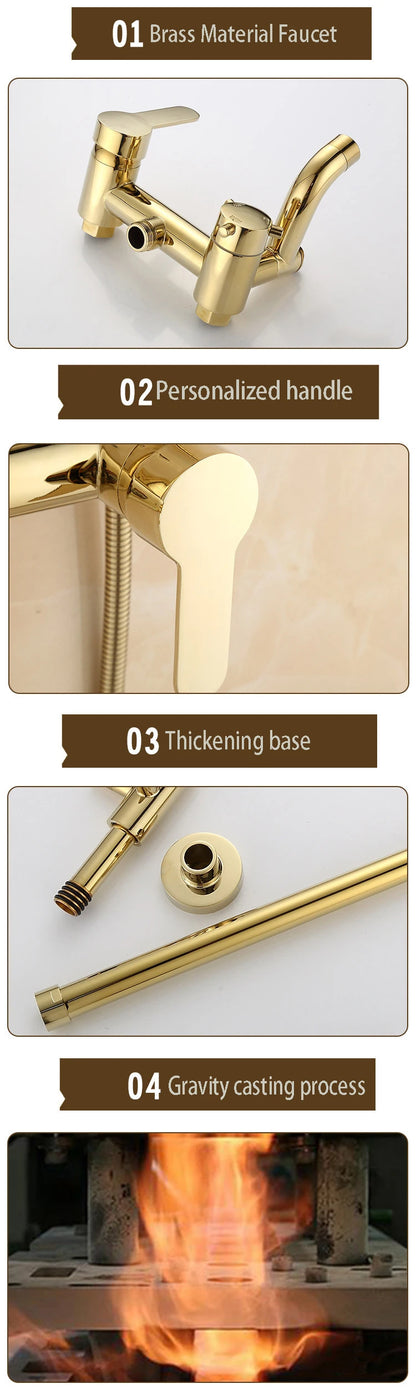 Contemporary Brass Shower Faucet with Slide Bar - Single Handle, Polished Finish