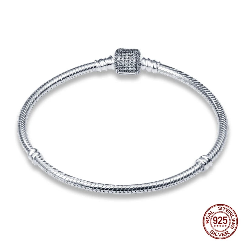 Armband aus Sterlingsilber 925 mit Stern, Mond, Sonne und Kleeblatt – verstellbar 17–20 cm