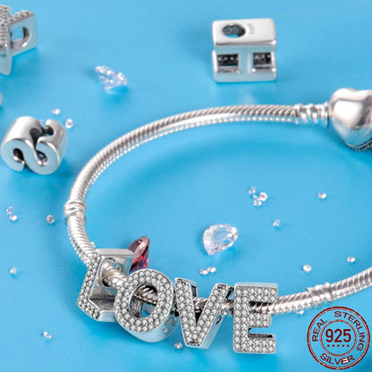 Alphabet-Buchstaben-Charms aus 925er Sterlingsilber – kompatibel mit Pandora-Armbändern – 26 Buchstabenperlen für Frauen – perfekt für selbstgemachten Schmuck und Geburtstagsgeschenke