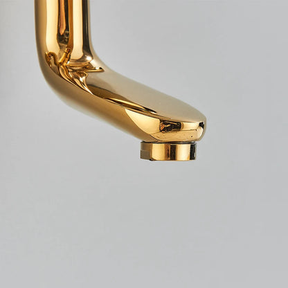 Contemporary Golden Bath & Shower Faucet - Single Handle, Rotatable Lifting Design