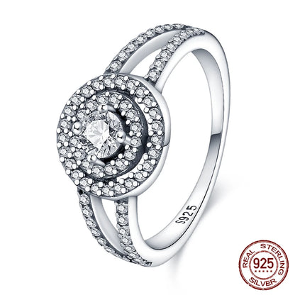 925 Sterling Silber Ring für Damen – Rosa Herz mit Krone, Stern, Mond und Schneeflocken Zirkonia Akzenten – Modischer Verlobungs- und Hochzeitsschmuck