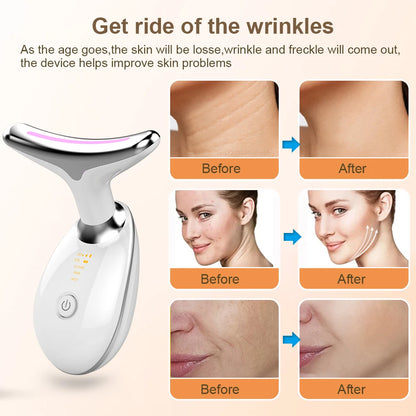 EMS Face & Neck Massager - Microcurrent Facial Lifting, LED Photon Therapy, Double Chin Remover, Anti-Aging Skin Beauty Device