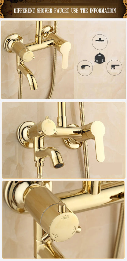 Contemporary Brass Shower Faucet with Slide Bar - Single Handle, Polished Finish