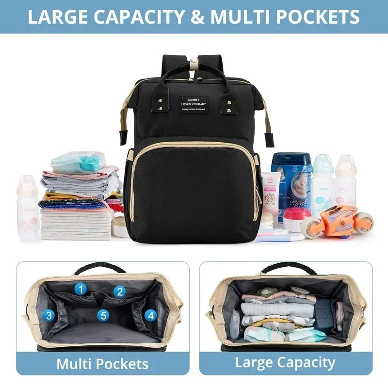 Multi-Functional Lightweight Mommy Backpack: Large Capacity Crib, Stroller, and Baby Gear Bag