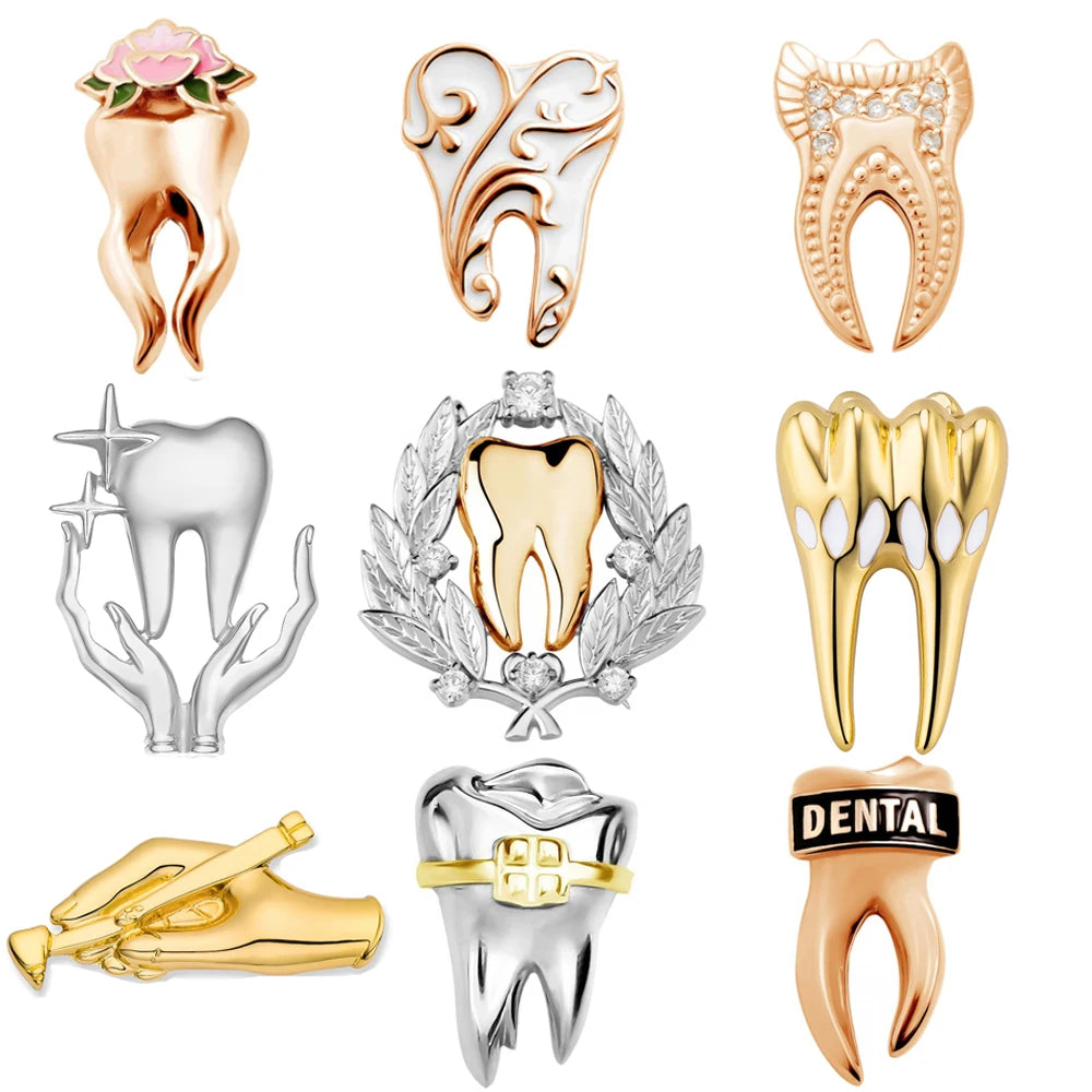 Elegant Dental Tooth Brooch Pin for Medical Professionals – Perfect Jewelry Gift for Dentists, Nurses, and Healthcare Workers