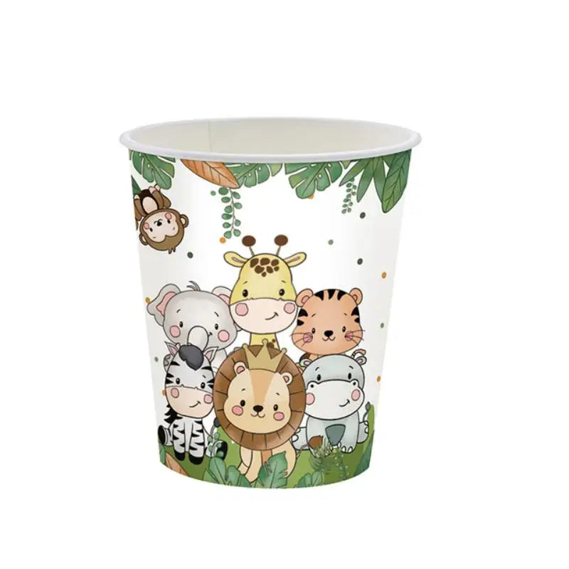 Jungle Safari Birthday Party Supplies Set - Animal Theme Tableware with Plates, Napkins, Tablecloths, Straws, and Cups