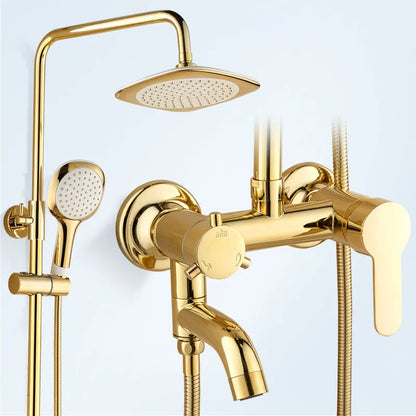 Contemporary Brass Shower Faucet with Slide Bar - Single Handle, Polished Finish