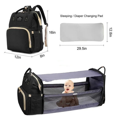 Multi-Functional Lightweight Mommy Backpack: Large Capacity Crib, Stroller, and Baby Gear Bag