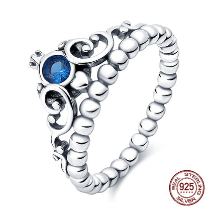 925 Sterling Silber Ring für Damen – Rosa Herz mit Krone, Stern, Mond und Schneeflocken Zirkonia Akzenten – Modischer Verlobungs- und Hochzeitsschmuck