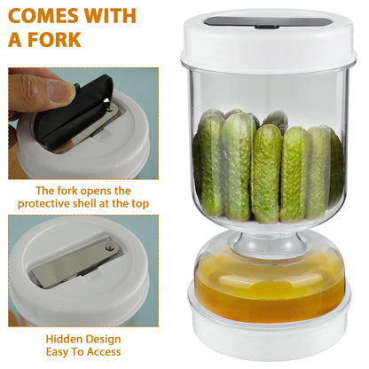 Pickles and Olives Separator Jar – Leakproof, Reusable Dry and Wet Dispenser for Food Storage, Hourglass Design, Ideal for Kitchen Use