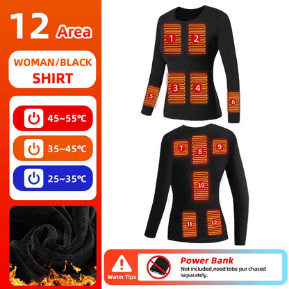 28-Zone Heated Thermal Underwear - Electric Heated Winter Sports Gear for Men