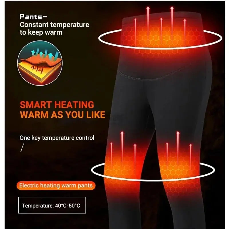 28-Zone Heated Thermal Underwear - Electric Heated Winter Sports Gear for Women