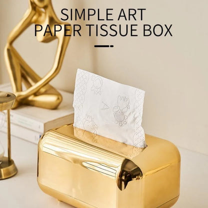 Elegant Gold Tissue Box Organizer – Luxurious Napkin Holder and Paper Case for Desktop and Kitchen