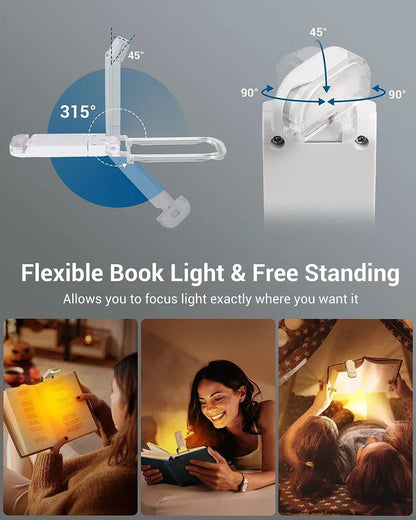 Rechargeable LED Book Light – Portable Clip-On Reading Lamp with Eye Protection, Bookmark Design, and Adjustable Brightness