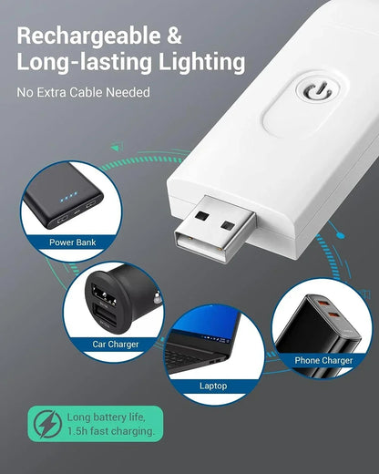 Rechargeable LED Book Light – Portable Clip-On Reading Lamp with Eye Protection, Bookmark Design, and Adjustable Brightness