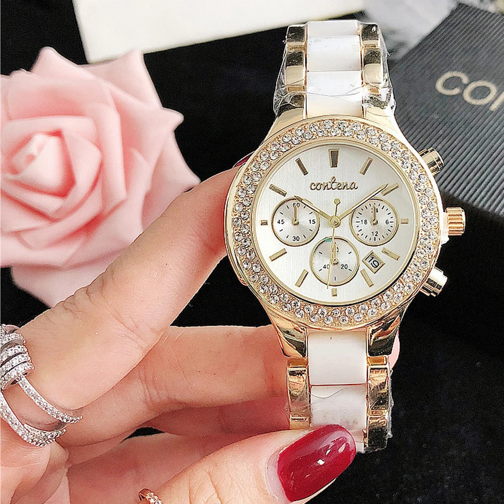 Elegant Rose Gold Women's Quartz Watch with Rhinestones – Luxury Fashion Bracelet Timepiece