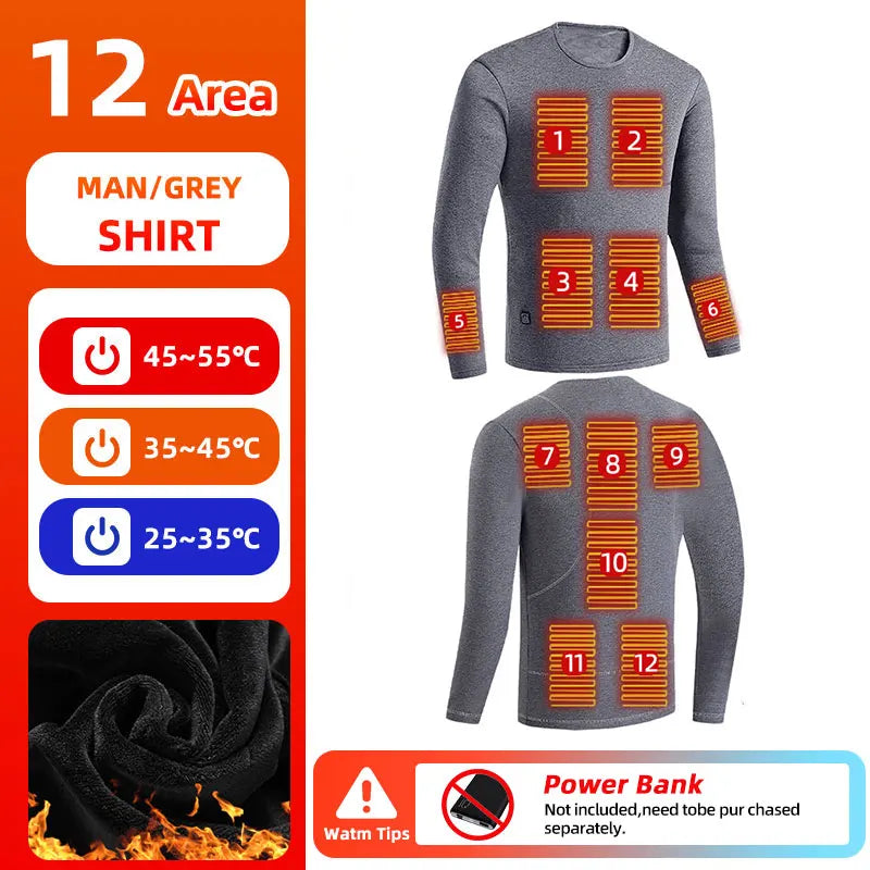 28-Zone Heated Thermal Underwear - Electric Heated Winter Sports Gear for Women