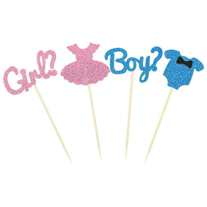 12-Piece Gender Reveal Cupcake Toppers - Pink & Blue Dessert Picks for Baby Shower Celebration