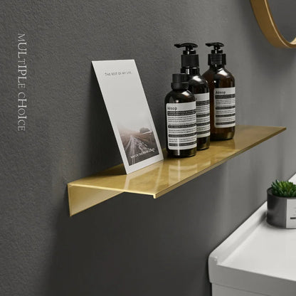 30-50cm Modern Brushed Gold and Black Wall Shelf – Sleek Bathroom & Kitchen Storage Rack