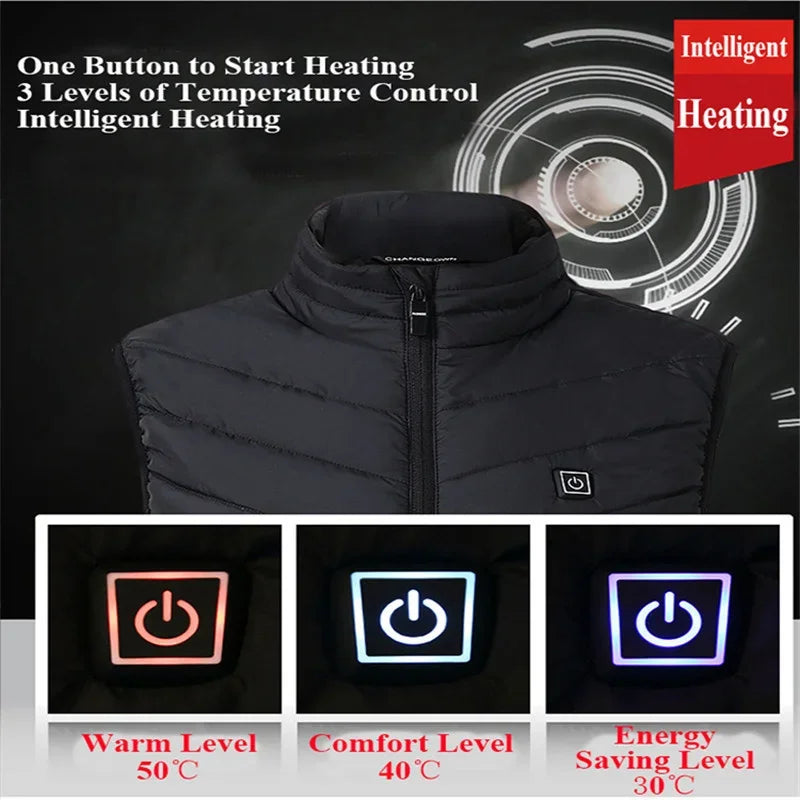 21/13/9-Zone Self-Heating Vest Jacket - Tactical Winter Coat with Heated Gloves for Men & Women