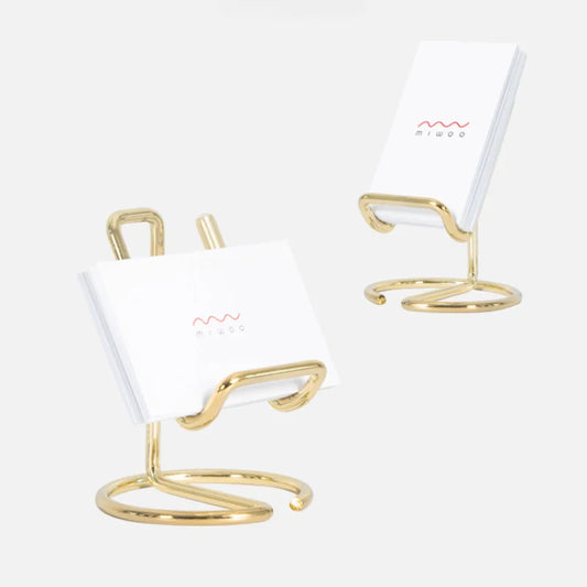 Elegant Gold Metal Card Holder & Paper Organizer - Stylish Desktop Display for Office