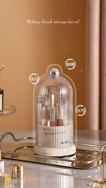 360-Degree Rotating Desktop Makeup Brush Holder – Portable Cosmetic Organizer with Lipstick Rack