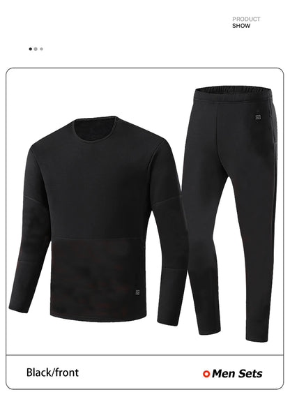 28-Zone Heated Thermal Underwear - Electric Heated Winter Sports Gear for Men