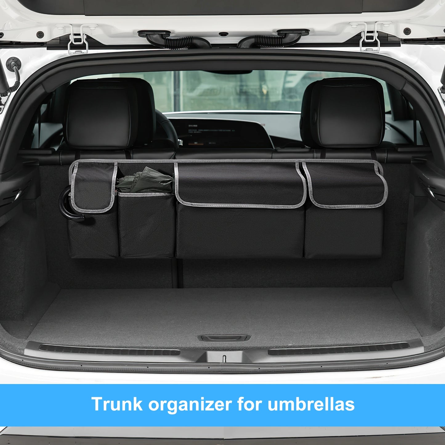 Multi-Pocket SUV Backseat Organizer - Upgraded Hanging Storage Bag for Truck and MPV with 4 Compartments, 39 x 14 Inches