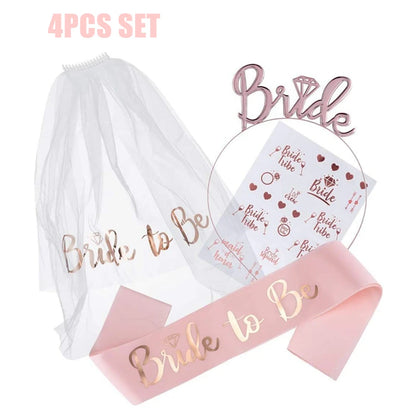 Bride-To-Be Party Essentials: Latex Balloons, Cups, Plates, and Bachelorette Supplies with Veil, Sash, and Team Bride Decor