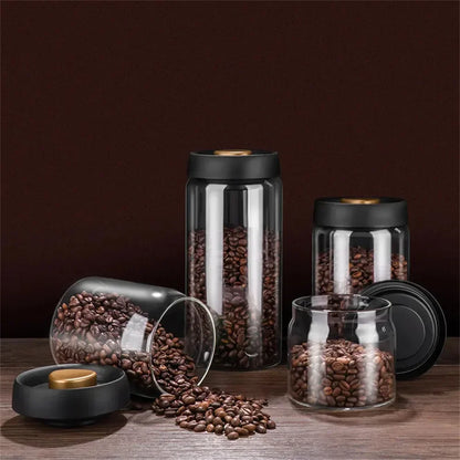 Coffee Beans Vacuum Sealed Tank Transparent Glass Food Storage