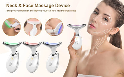 EMS Face & Neck Massager - Microcurrent Facial Lifting, LED Photon Therapy, Double Chin Remover, Anti-Aging Skin Beauty Device