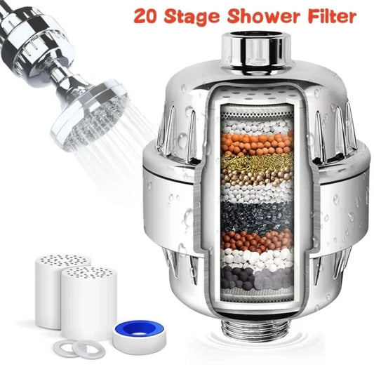 15-Stage Water Purifier - Multi-Layer Filtration for Clean Water, Skin Protection, and Hair Moisturizing