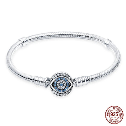 Sterling Silver 925 Bracelet with Star, Moon, Sun, and Four-Leaf Clover – Adjustable 17-20 cm