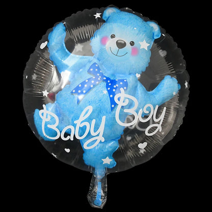 4D Transparent Baby Shower Balloon - Gender Reveal Bear Design for Boys and Girls, 1st Birthday Party Decoration, Blue and Pink Helium Balloon