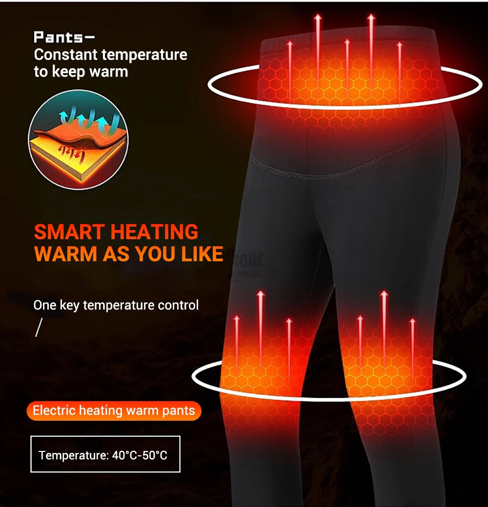 28-Zone Heated Thermal Underwear - Electric Heated Winter Sports Gear for Women