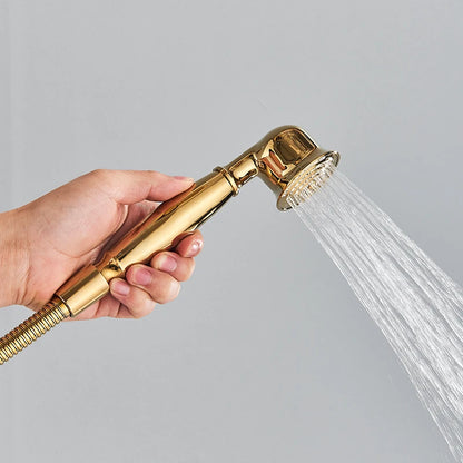 Contemporary Golden Bath & Shower Faucet - Single Handle, Rotatable Lifting Design