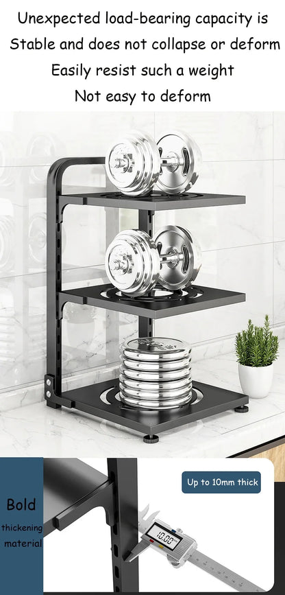 Adjustable Stainless Steel Pot Rack – Rustproof Layered Organizer for Kitchen Pans, Snap-On Design for Under Cabinet Storage