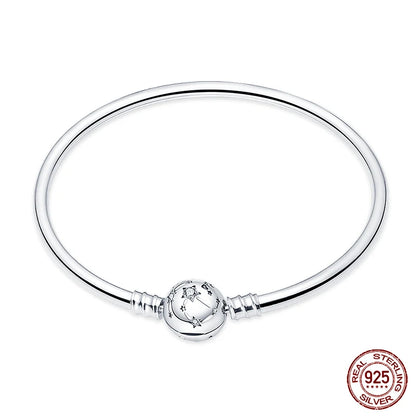 Armband aus Sterlingsilber 925 mit Stern, Mond, Sonne und Kleeblatt – verstellbar 17–20 cm