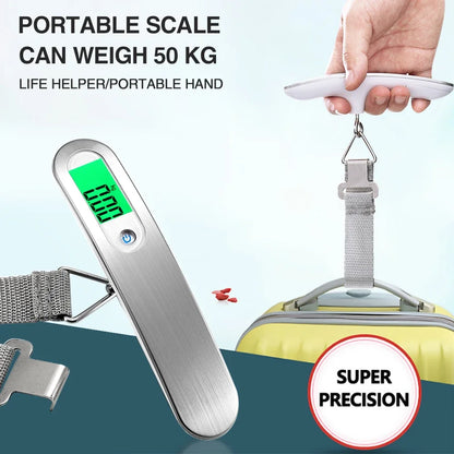 50kg/110lb Digital LCD Portable Luggage Scale with Strap - Travel Weight Measurement Tool